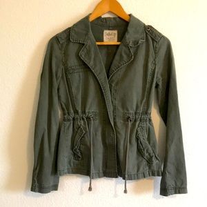 Dolled Up Women's Green Military Distressed Detailing Jacket / S